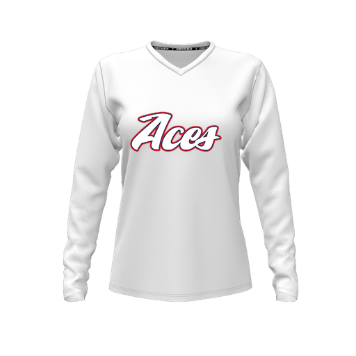 [FTLVCFWH-FYXS-LOGO2] Decker Comfort T-Shirt (Female Youth XS, White, V Neck, Logo 2, Long Sleeve)