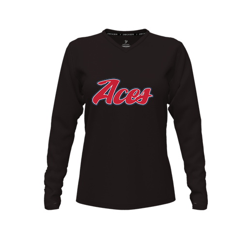 [FTLVCFBK-FYXS-LOGO1] Decker Comfort T-Shirt (Female Youth XS, Black, V Neck, Logo 1, Long Sleeve)