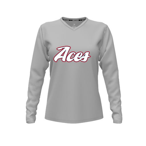 [CUS-DFW-TEES-CMF-VNK-LSL-GRY-FYXS-LOGO2] Comfort T-Shirt (Female Youth XS, Gray, V Neck, Logo 2, Long Sleeve)