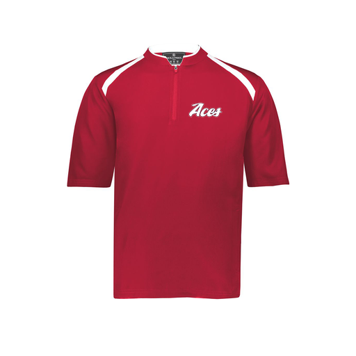 [229581-AS-RED-LOGO2] Men's Dugout Short Sleeve Pullover (Adult S, Red, Logo 2)