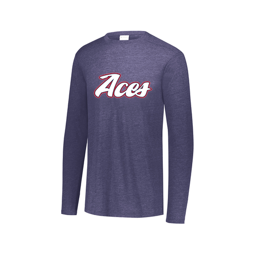 [FTLCUBNV-AXS-LOGO2] Decker Men's Tri-Blend T-Shirt - Long Sleeve (Adult XS, Navy, Logo 2)