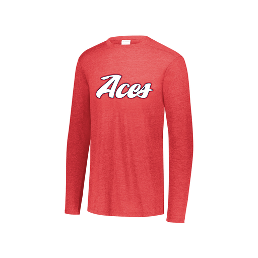 [FTLCUBRD-YS-LOGO2] Decker Youth Tri-Blend T-Shirt - Long Sleeve (Youth S, Red, Logo 2)