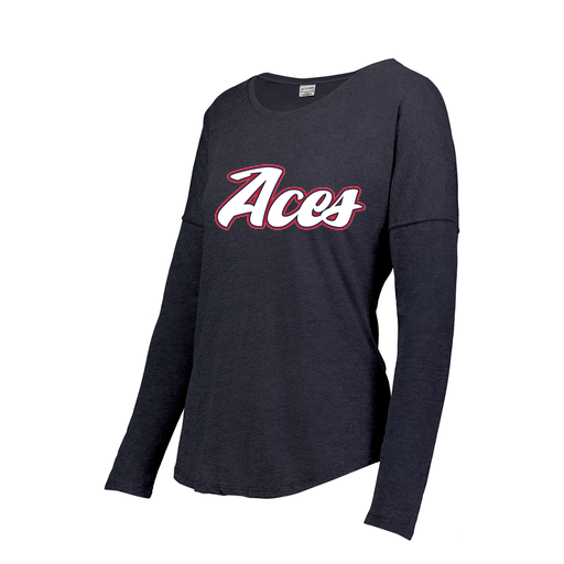 [FTLCUBNV-FAS-LOGO2] Decker Women's Tri-Blend T-Shirt - Long Sleeve (Female Adult S, Navy, Logo 2)