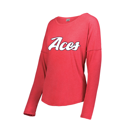 [FTLCUBRD-FAS-LOGO2] Decker Women's Tri-Blend T-Shirt - Long Sleeve (Female Adult S, Red, Logo 2)